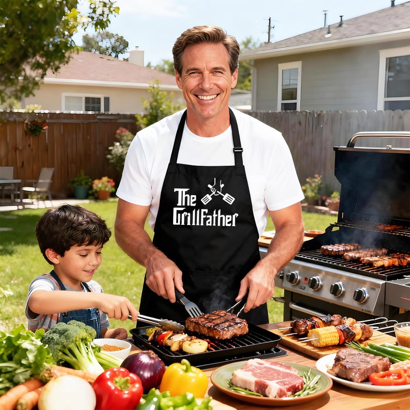 ALIPOBO Grill Aprons for Men Dad - The Grill father Apron - Funny Chef Cooking Grilling BBQ Apron with 2 Pockets - Birthday Fathers Day Christmas Gifts for Dad - Image 5